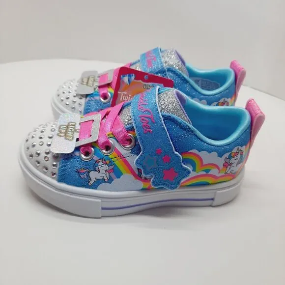 Skechers Toodler Girls Twinkle Toes Slip-on Sneaker Size 7 Unicorn-Jumpin Clouds
